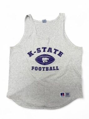 Vintage K-State Football Tank Top - Gray with Purple Logo